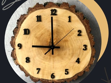 Drewniany zegar ścienny 30 cm (dąb, brzoza, wiąz)-1
