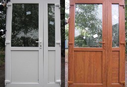 nowe PCV drzwi 150x210 w kolorze białym, długa szyba panel