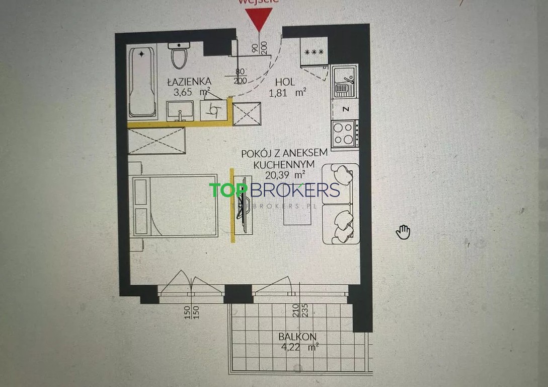 Eleganckie 2 pokoje, duży balkon, klimatyzacja - Widok 6
