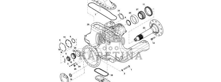 John Deere 9470RX - Wał R555084 (Oś przednia i tylnia)-1