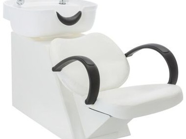 vidaXL Myjnia fryzjerska, fotel z umywalką, biała, sztuczna skóraSKU:110313*-1
