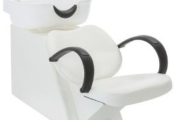 vidaXL Myjnia fryzjerska, fotel z umywalką, biała, sztuczna skóraSKU:110313*