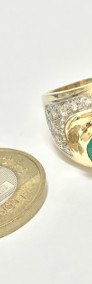 PIERŚCIONEK z żółtego złota 750 18K SZMARAGDY i DIAMENTY 0.4ct r.15-3