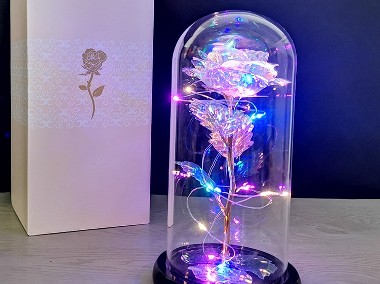 Wieczna Róża Świecąca w Szkle, LED + Pudełko IDEALNA NA WALENTYNKI!-1