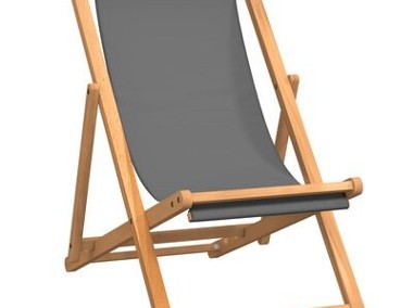 vidaXL Składany leżak plażowy, lite drewno tekowe, szary-1