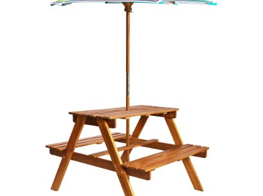 vidaXL Dziecięcy stolik piknikowy z parasolem 79x90x60 cm, lita akacja 43990-1