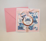 Kartka na urodziny dla dzieci Lilo i  Stitch Sticz Angel różowa lub niebieska