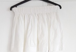 Spódnica H&M biała S 36 mini spódniczka bawełna haft boho hippie lato etno folk