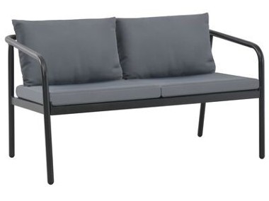 vidaXL 2-osobowa sofa ogrodowa z poduszkami, aluminium, szaraSKU:44699*-1