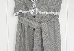 Nowa letnia sukienka M 38 bawełniana bawełna paski guziki szara retro dziewczęca