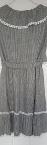 Nowa letnia sukienka M 38 bawełniana bawełna paski guziki szara retro dziewczęca-4