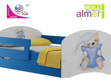łóżeczko dla dziecka 140x70 szuflada i bajkowa grafika malowana na boku mebla-1