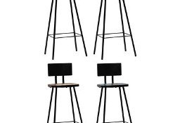 vidaXL Krzesła barowe, 4 szt., lite drewno z odzysku
