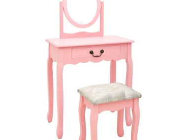 vidaXL Toaletka ze stołkiem, różowa, 65x36x128 cm, drewno paulowni MDF289331-1