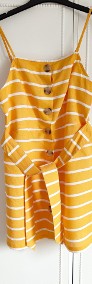 Zółta sukienka River Island 38 M w pasy paski białe len bawełna letnia na lato-3