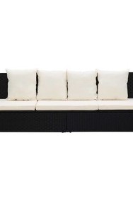 vidaXL Sofa ogrodowa z poduszkami, polirattan, czarna-3