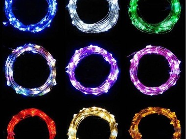 Lampki mini ledowe sznur 20 100 led baterie USB różne kolory-1