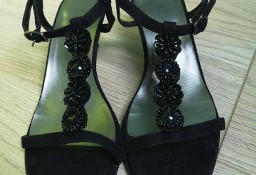Czarne eleganckie sandały na niskim obcasie r. 38