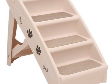vidaXL Składane schodki dla psa, kremowe, 62 x 40 x 49,5 cm-1