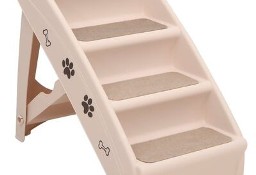 vidaXL Składane schodki dla psa, kremowe, 62 x 40 x 49,5 cm