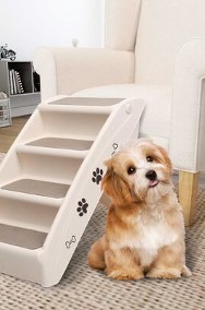 vidaXL Składane schodki dla psa, kremowe, 62 x 40 x 49,5 cm-2