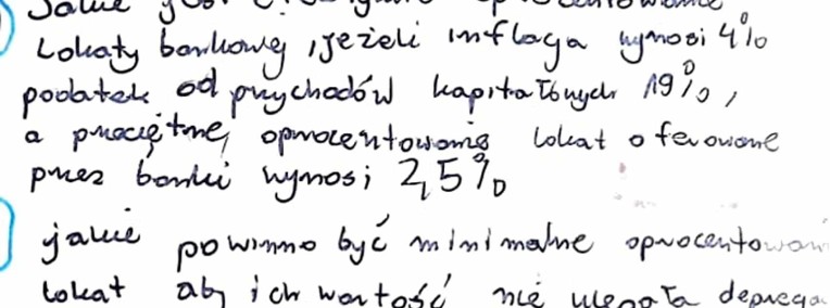 "Równanie Fiszera, efektywne oprocentowanie lokaty bankowej" - Zestaw rozwiązań-1