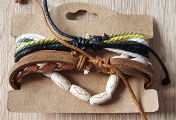 109 Nowe bransoletki męskie zesta sznurki rzemyki drewno tribal boho