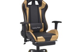 vidaXL Regulowane krzesło biurowe, kubełkowe z podnóżkiem, złote20179