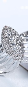 Nowy pierścionek srebrny kolor duża ozdoba fale cyrkonie-3
