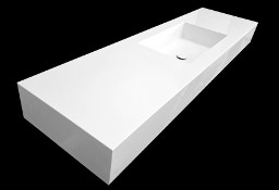 Umywalka łazienkowa, prostokątna zintegrowana z blatem kompozytowym 180x50x18cm