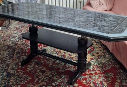 Rozkładany stół z blatem kafelkowanym w kolorze ciemno granatowym, Bytom