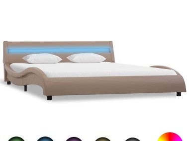 vidaXL Rama łóżka z LED, cappuccino, sztuczna skóra, 160 x 200 cm 285700-1