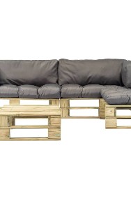 vidaXL 4-cz. zestaw ogrodowy, szare poduszki, palety z drewna 275309-2