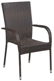 vidaXL Sztaplowane krzesła ogrodowe, 2 szt., polirattan, brązowe 44237-2