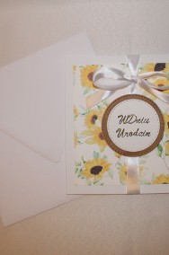 Kartki ręcznie robione HANDMADE kartka na urodziny żółte kwiaty słoneczniki eko-2