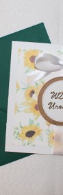 Kartki ręcznie robione HANDMADE kartka na urodziny żółte kwiaty słoneczniki eko-3