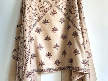 Duży szal orientalny indyjski haftowany haft paisley floral kwiaty pashmina-1