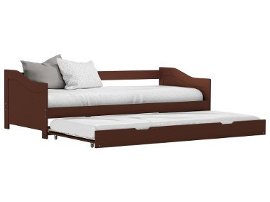 vidaXL Wysuwane łóżko, ciemny brąz, drewno sosnowe, 90x200 cm 283152-1