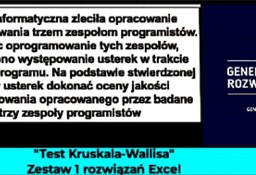 "Test Kruskala-Wallisa" - Zestaw 1 rozwiązań Excel z dziedziny - #TESTY