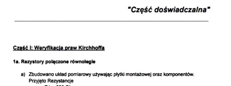 "Weryfikacja praw Kirchhoffa oraz pomiar Rezystancji" - Sprawozdanie-1