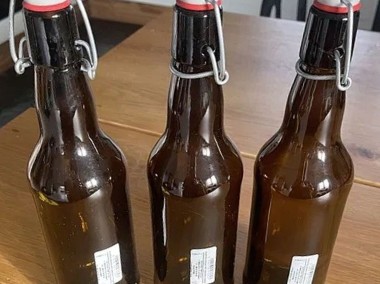 Butelki BB szklane 500ml 0,5l z pałąkiem klipsem krachla 3 szt. brązowe NOWE -1