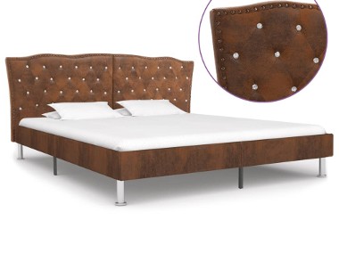 vidaXL Rama łóżka, brązowa, sztuczna skóra zamszowa, 160 x 200 cm 280545-1