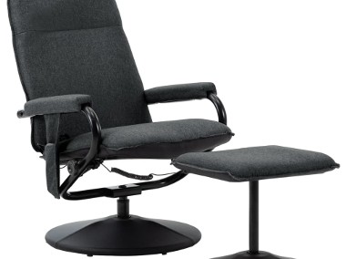 vidaXL Rozkładany fotel masujący z podnóżkiem, ciemnoszara tkanina 289857-1