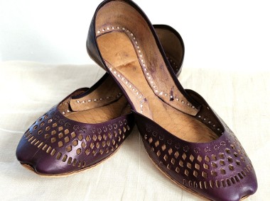 Fioletowe skórzane buty balerinki 37 skóra orient indyjskie khussa mojari jutti-1