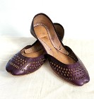 Fioletowe skórzane buty balerinki 37 skóra orient indyjskie khussa mojari jutti