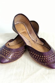 Fioletowe skórzane buty balerinki 37 skóra orient indyjskie khussa mojari jutti-2