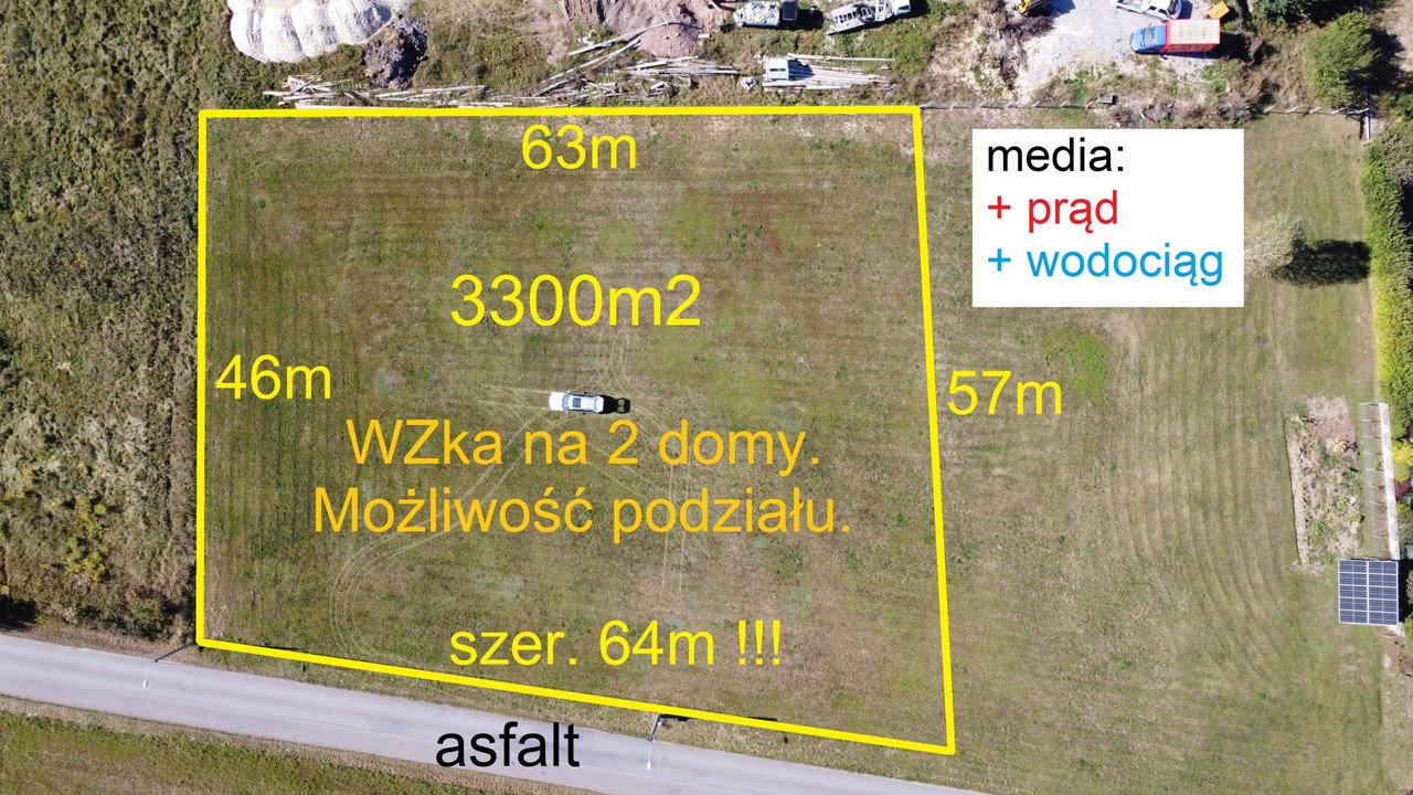 budowlana z WZką WIDOK na Górę Miedziankę, płaska na mini wzniesieniu, kielecki