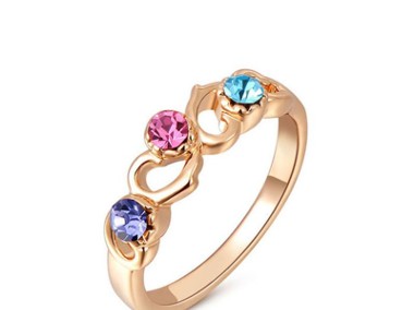 Nowy pierścionek złoty kolor jak różowe złoto kolorwe cyrkonie fairy-1