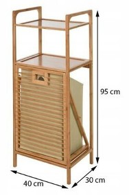 Bathroom Solutions Regał, 2 półki i kosz na pranie, bambus, 95 cmSKU:442467-3