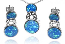 Biżuteria srebrna Komplet z niebieskim opalem